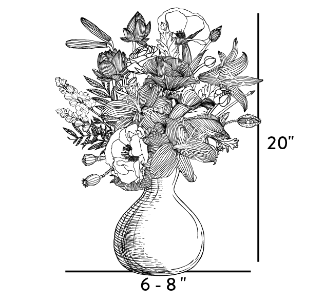 line drawing of flower arrangement xtra large
