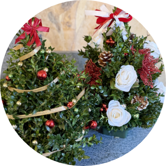 Boxwood01 line drawing of small flower arrangement 6 x 8 inches