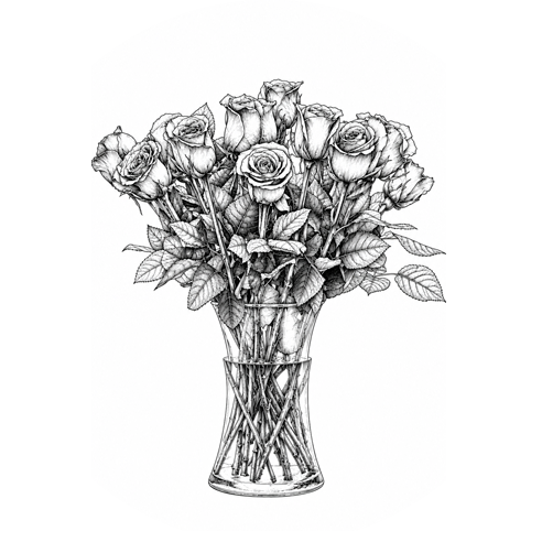 line drawing of flower arrangement xtra large
